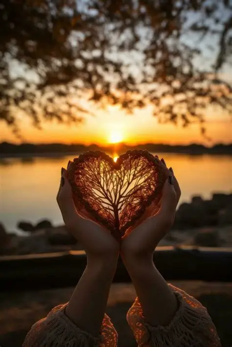 Veja os detalhes da imagem relacionada. Silhouette of hands forming heart shape with sunset backround 30458773 ...